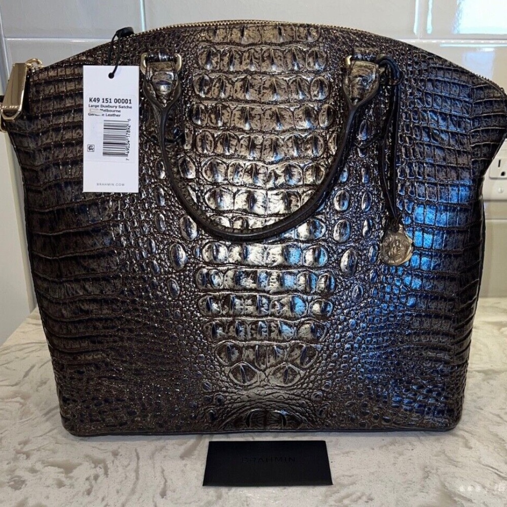 Brahmin Large Duxbury Umbra Melbourne Leather Bag NEW! RARE RETIRED PRICE FIRM - Picture 10 of 12